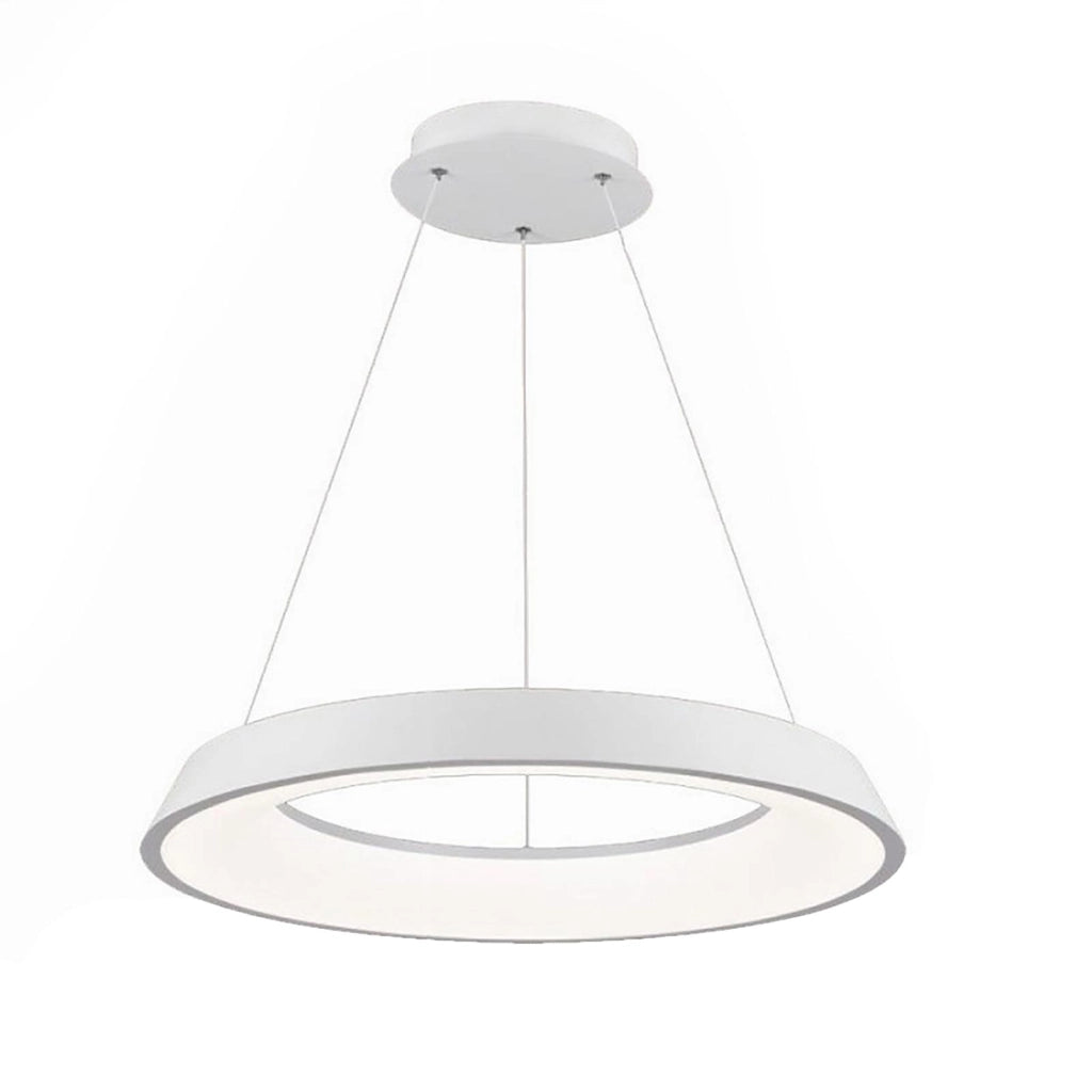 Lampadario soffitto cerchio luminoso LED 43W CCT pendente elegante sospensione dimmerabile luce tavolo cucina telecomando 230V 60cm BIANCO