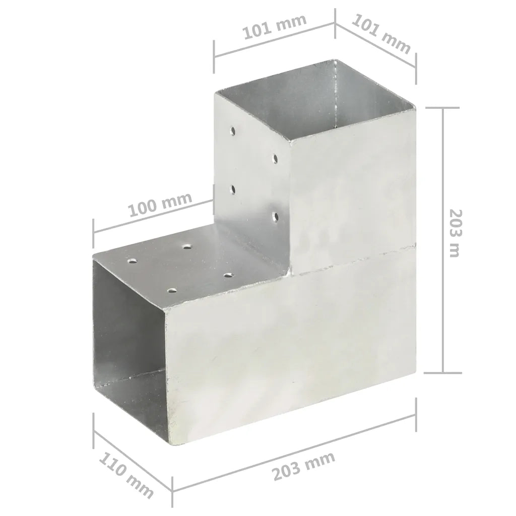 Connettore per Pali a Forma di L in Metallo Zincato 101x101 mm cod mxl 64068