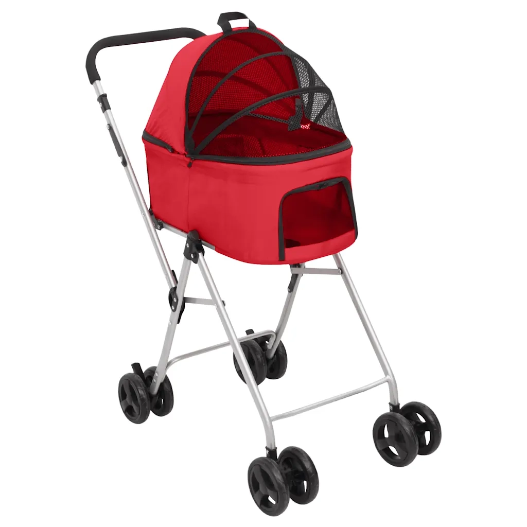 Passeggino Cani Pieghevole 2 Livelli Rosso 83x48x97cm Tessuto CFW2563721