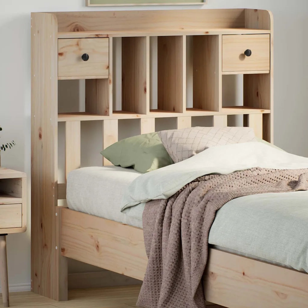 Testiera con Ripiani 90 cm in Legno Massello di Pino