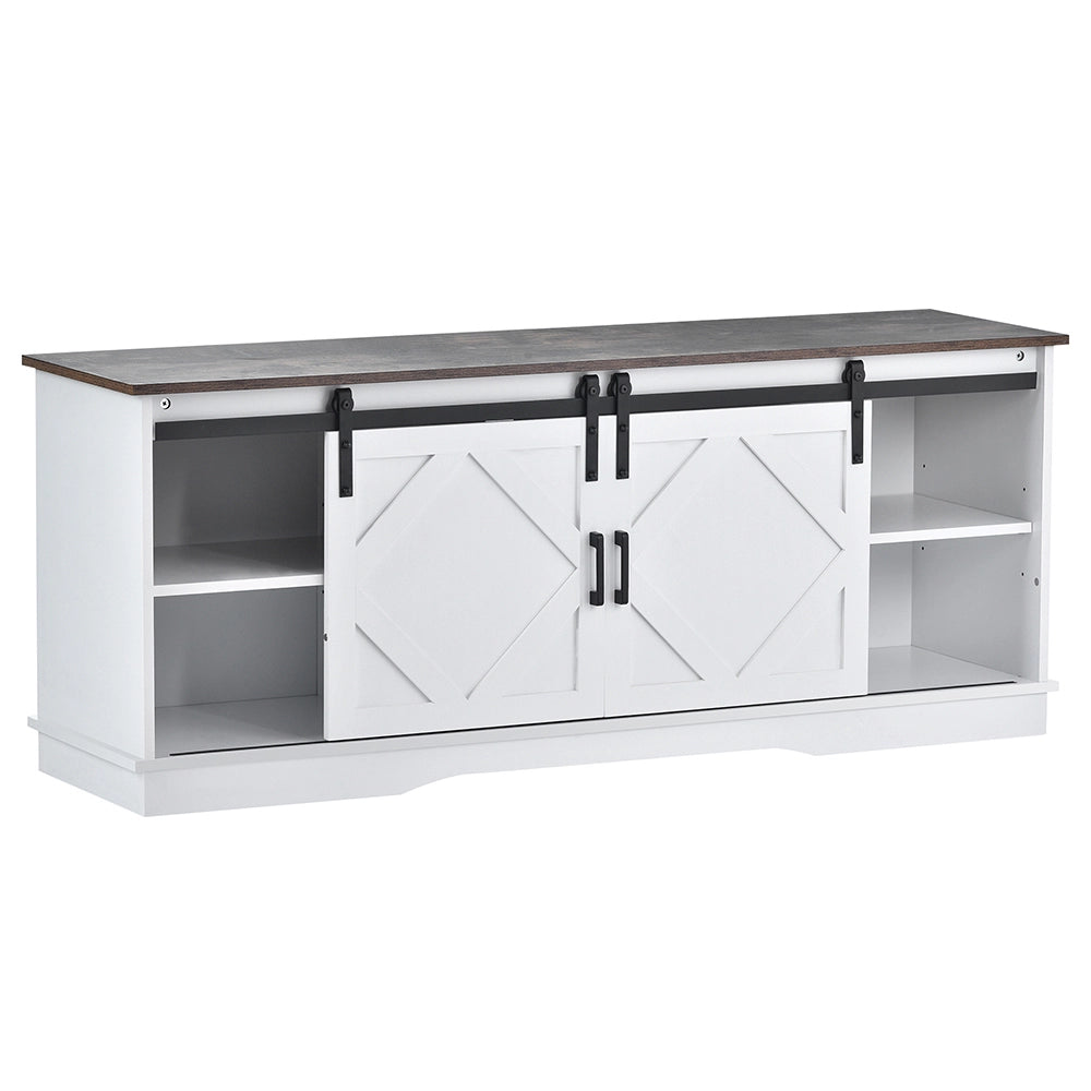 Buffet TV grande - Xylo - 2 porte scorrevoli, scaffali regolabili, bianco