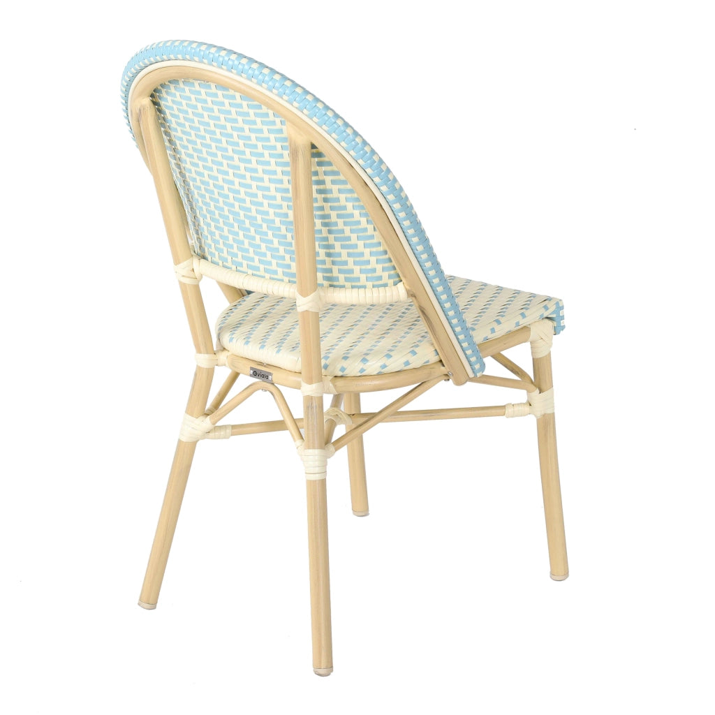 Sedia da giardino in rattan blu e alluminio