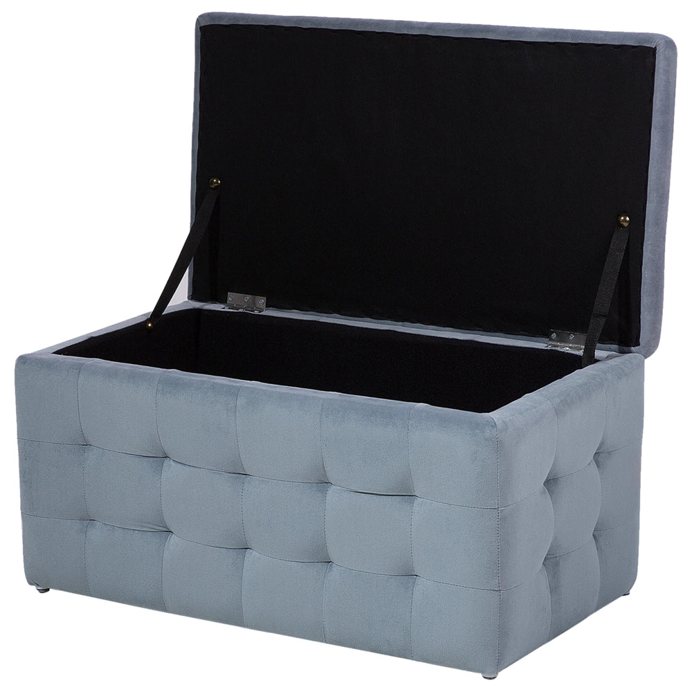 Pouf Cassapanca Imbottito in Velluto di colore Grigio Stile Chesterfield moderno contemporaneo
