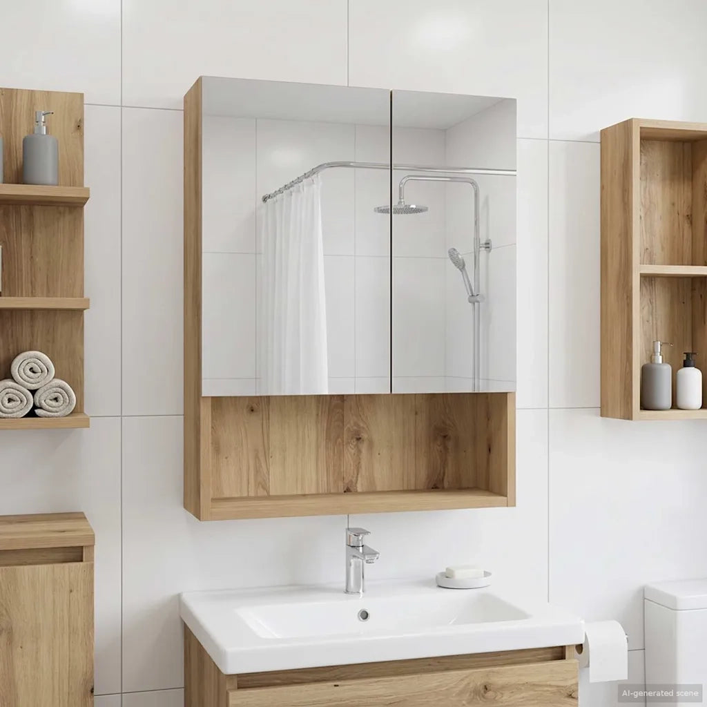 Mobiletto per specchio da bagno con porta Rovere Artigianale 889206