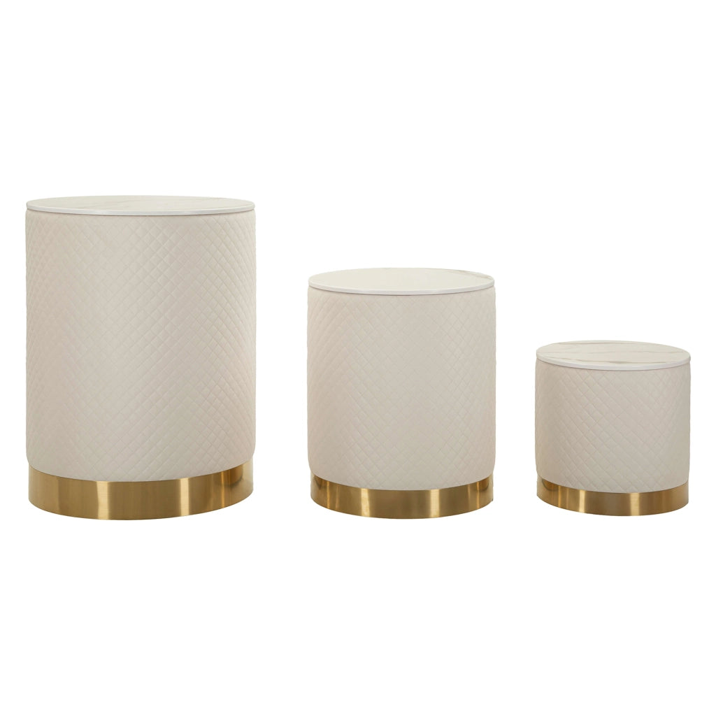 Skagen, Pouf Contenitore Forma Rotondo, 60x60x80h cm Bianco