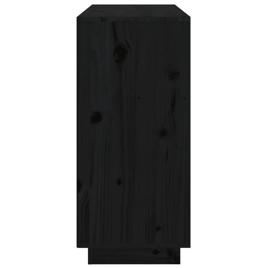 Credenza Nera 111x34x75 cm in Legno Massello di Pino 814313