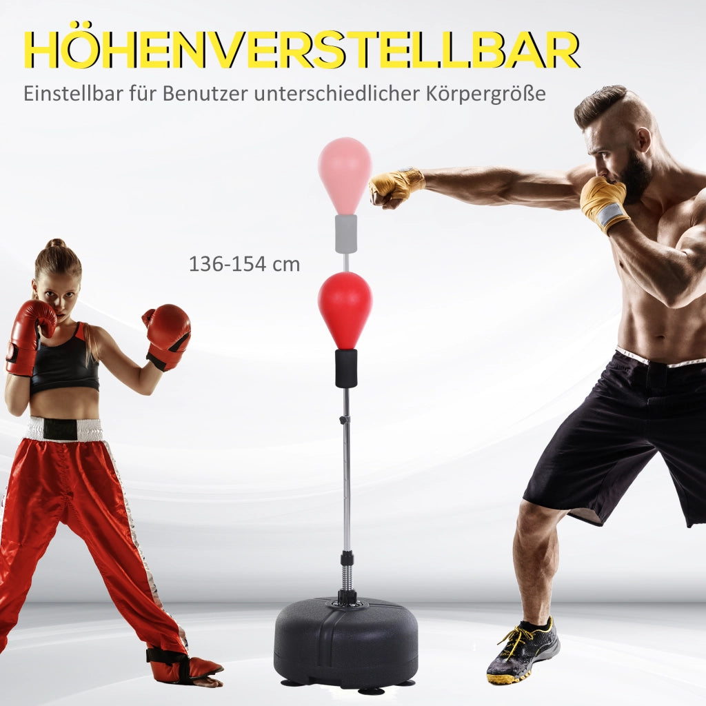 Sacco da boxe con supporto, altezza regolabile 136-154 cm, sacco da boxe autoportante con guantoni da boxe, per adolescenti e adulti, per