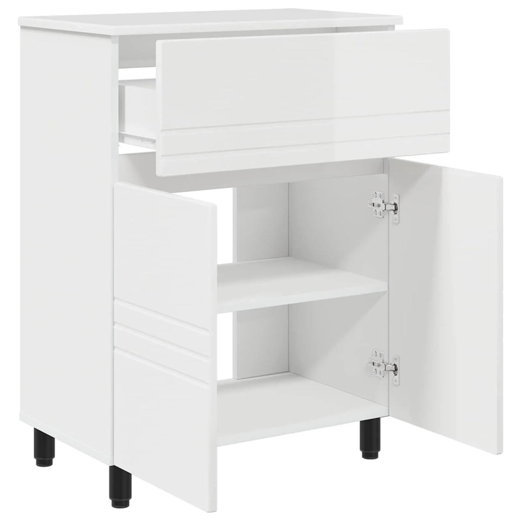 Mobiletto da bagno Bianco Lucido 60 x 35 x 80 cm