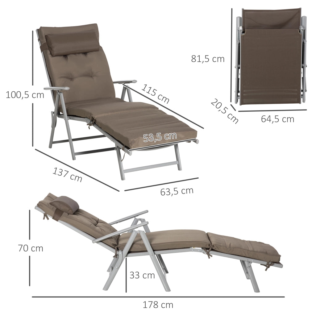 Sedia a dondolo pieghevole da giardino ¨C zephmum ¨C marrone 137x63,5x100,5 cm