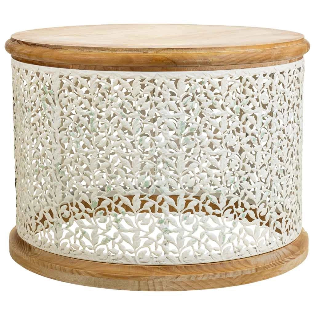 Tavolino in legno bianco e metallo 63,5x63,5x46,5h