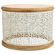 Tavolino in legno bianco e metallo 63,5x63,5x46,5h