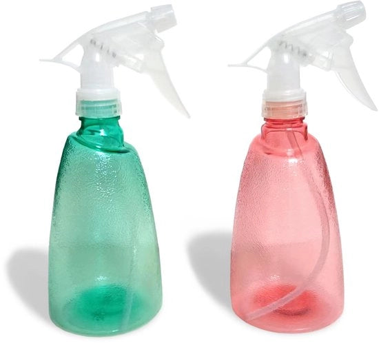 Set di bottiglie spray da 500ML - 2 pezzi - Plastica - Vuote - Sicure per alimenti - Progetto trasparente - Bottiglie spray