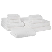 Set di 9 asciugamani da bagno e tappetino da bagno per ospiti in cotone bianco Zero Twist
