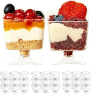 100 Mini Coppe Plastica per Dessert, Coppe Dessert Transparenti, Piccole Scodelle per Dessert, Ideali per Feste di Compleanno, Matrimoni e Feste, 60ml - Resistenti e Riciclabili