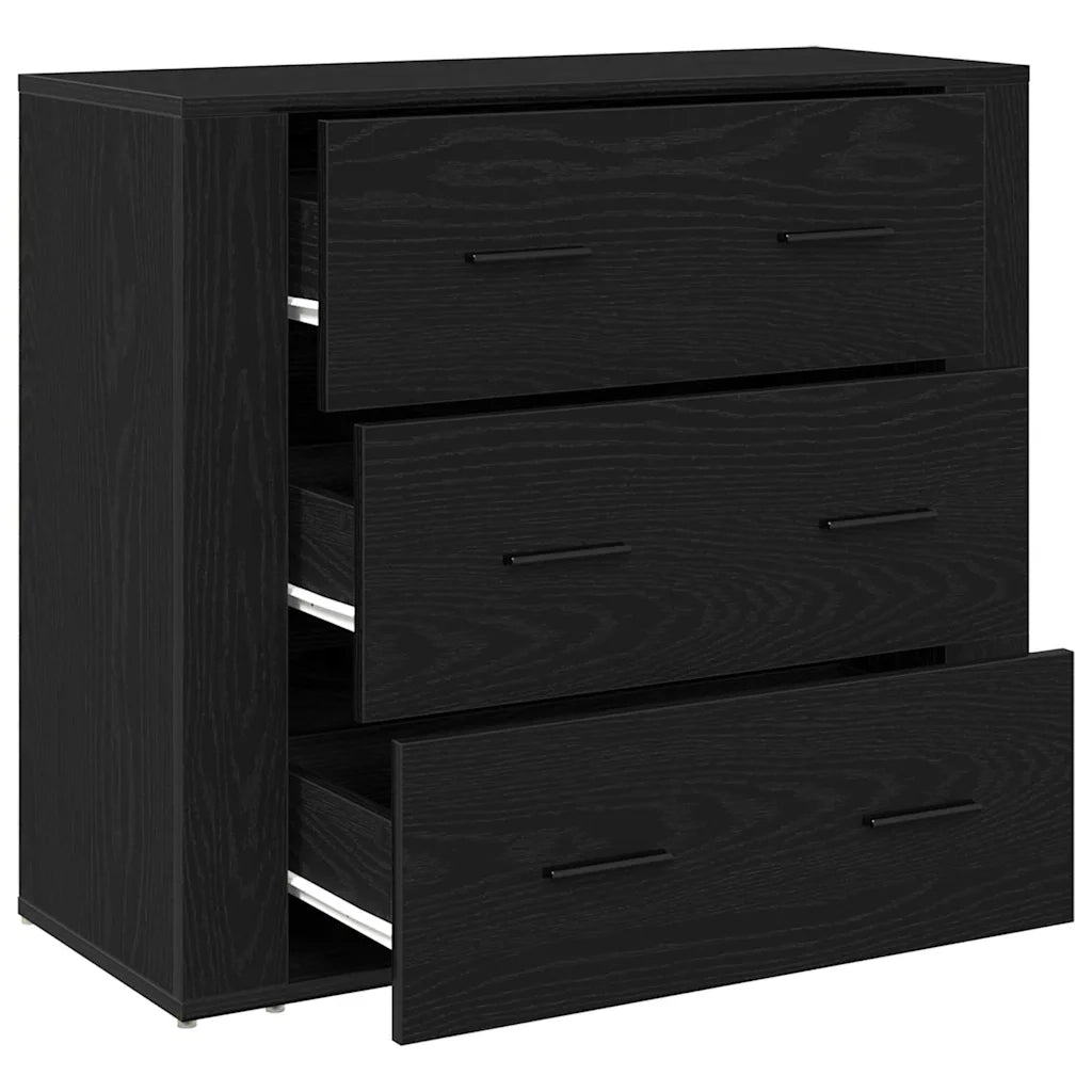 Credenza | Madia | Buffet da pranzo | Armadio da pranzo Rovere Nero 80 x 33 x 70 cm Legno multistrato