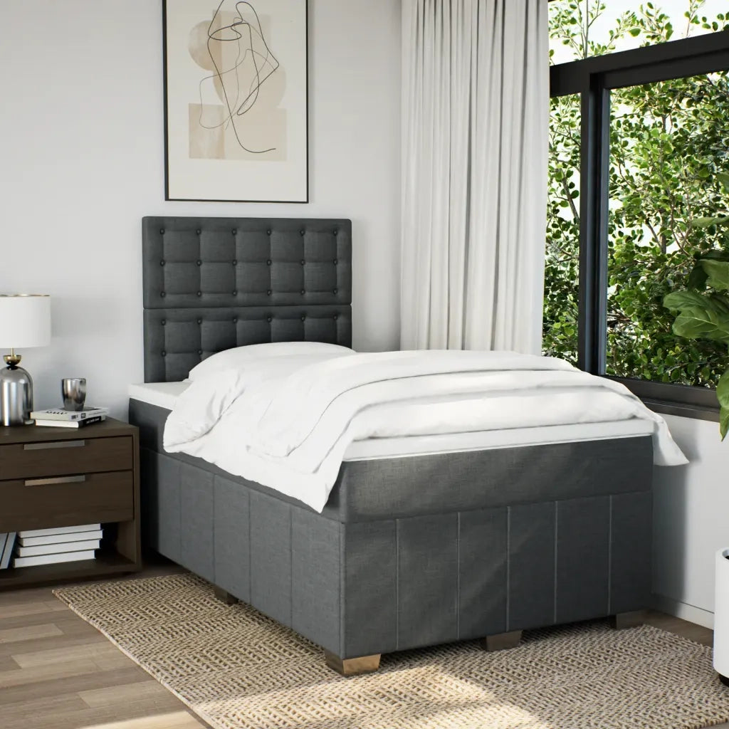 Giroletto a Molle con Materasso Grigio Scuro 120x190cm Tessuto