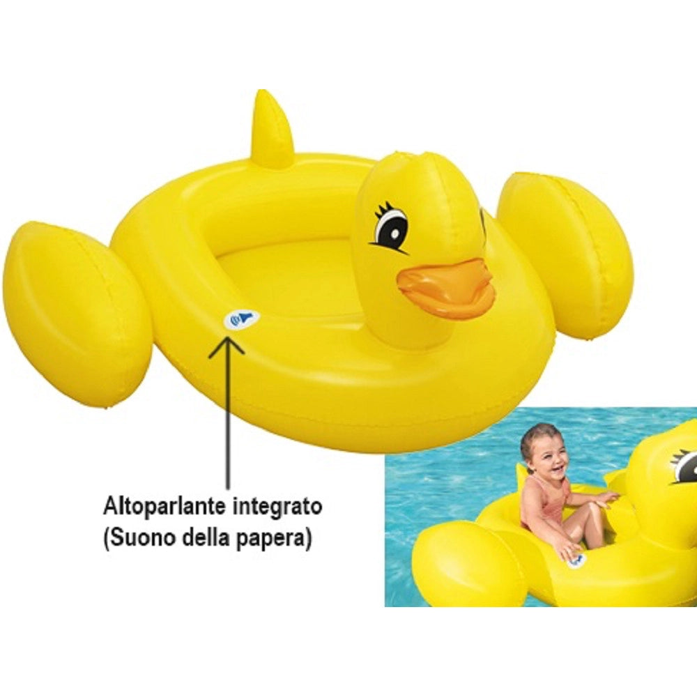 Trade Shop - Barchetta Canottino Papera Gonfiabile Con Altoparlante Integrato 102x99cm 34151 -
