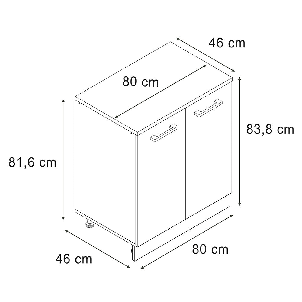 Mobile per mansarda Rion Calcestruzzo/Bianco 80 x 83.8 cm senza inclinazione con 2 ante Vicco