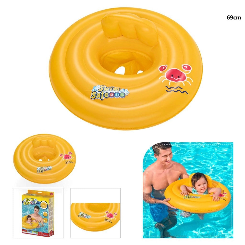 Trade Shop - Salvagente Gonfiabile Galleggiante A Mutantina Per Bambini Rotondo 69cm Swim Safe 32096 -
