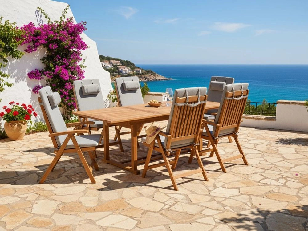 Set di 6 Cuscini in Tessuto grigio chiaro da Schienale per Sedie da Giardino Toscana/Java/Amantea stile elegante