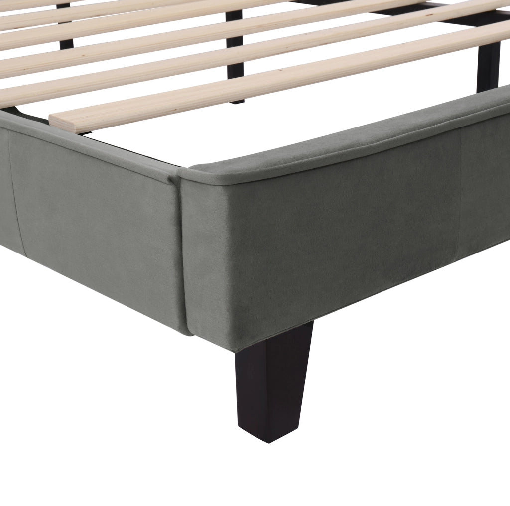 Letto imbottito 180x200 cm in velluto grigio con rete a doghe
