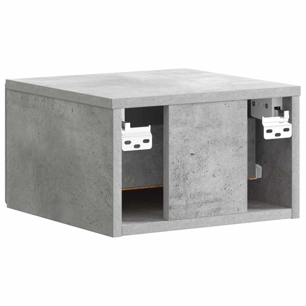Comodino | Armadio da Notte | Mobiletto da notte a muro Grigio Cemento 34,5 x 33 x 20 cm