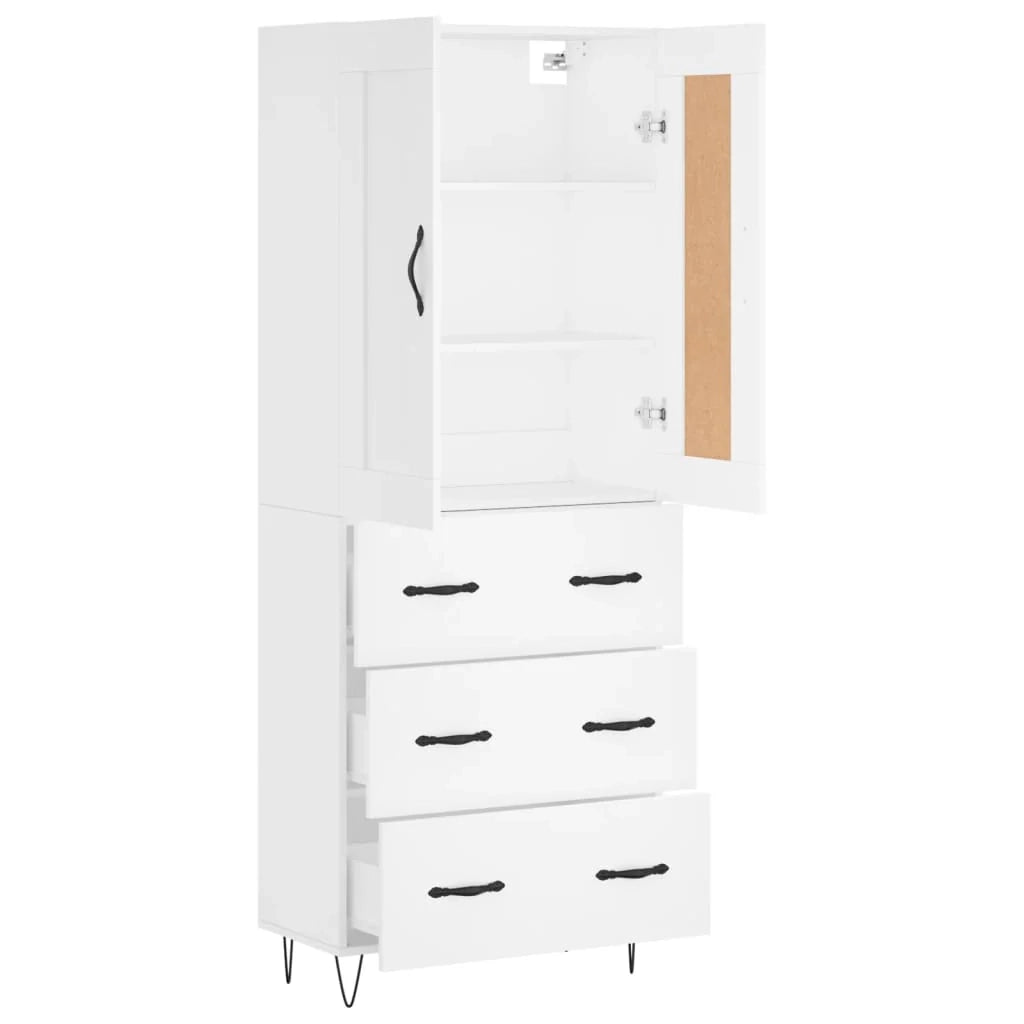 Buffet credenza cassettiera armadio mobile contenitore organizer cucina soggiorno salotto alto 69,5 x 34 x 180 cm legno ingegnerizzato bianco 02_0032609