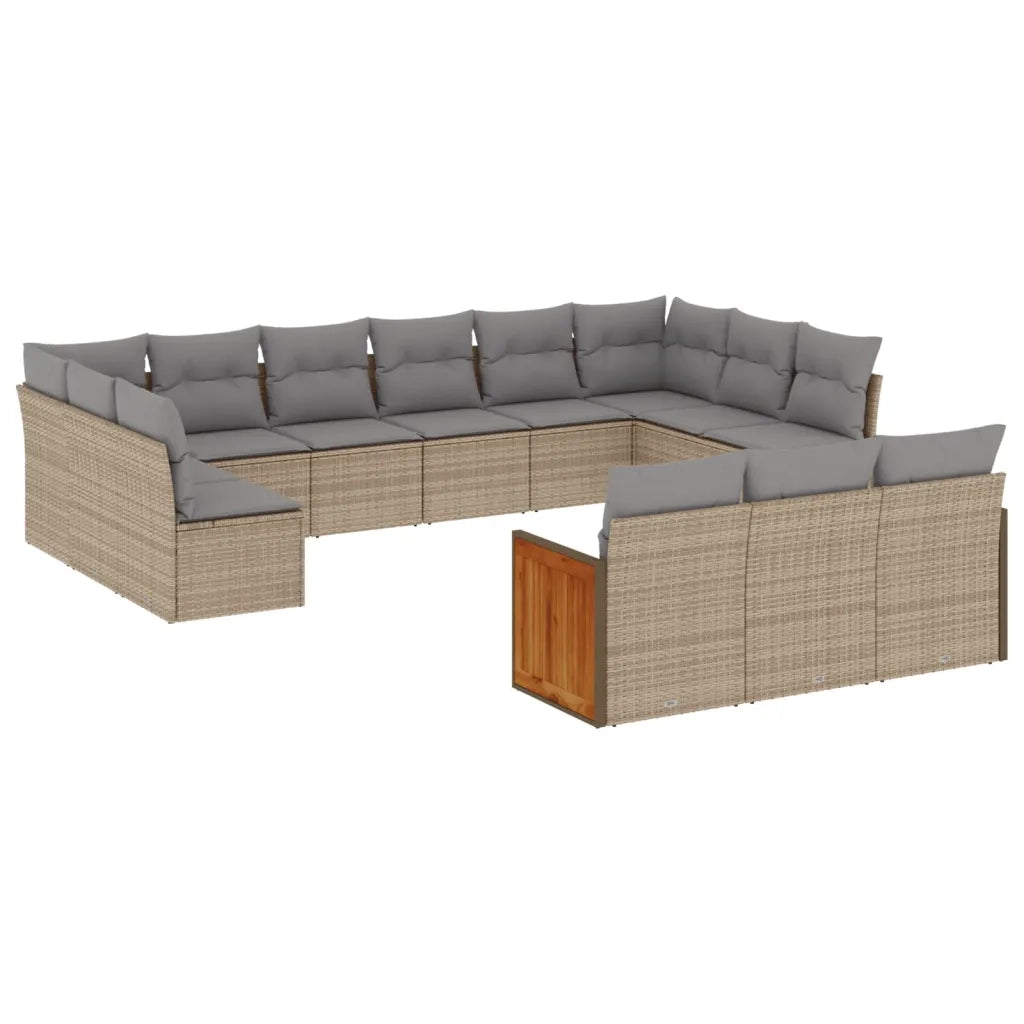 Set Divano da Giardino 13 pz con Cuscini Beige in Polyrattan 3228138