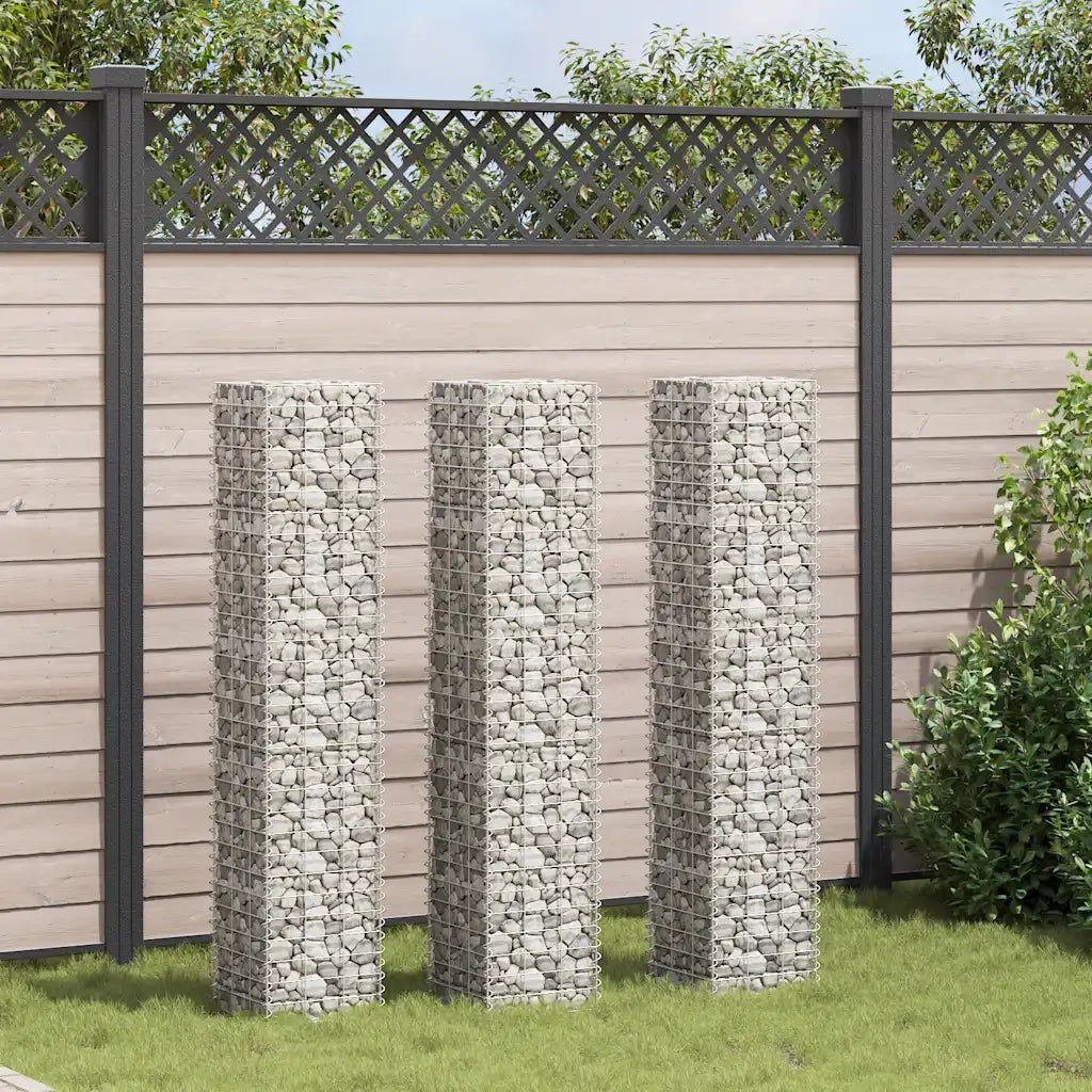 Fioriere Rialzate a Gabbione 3 pz 30x30x150 cm in Ferro 151250