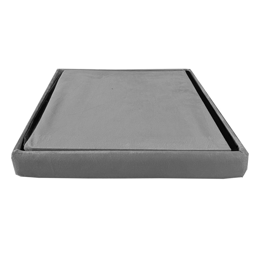 Pouf portaoggetti quadrato pieghevole in velluto 38x38x38 cm | Nyana Casa | Stile ottomano | Morbido velluto | Nero, grigio e beige