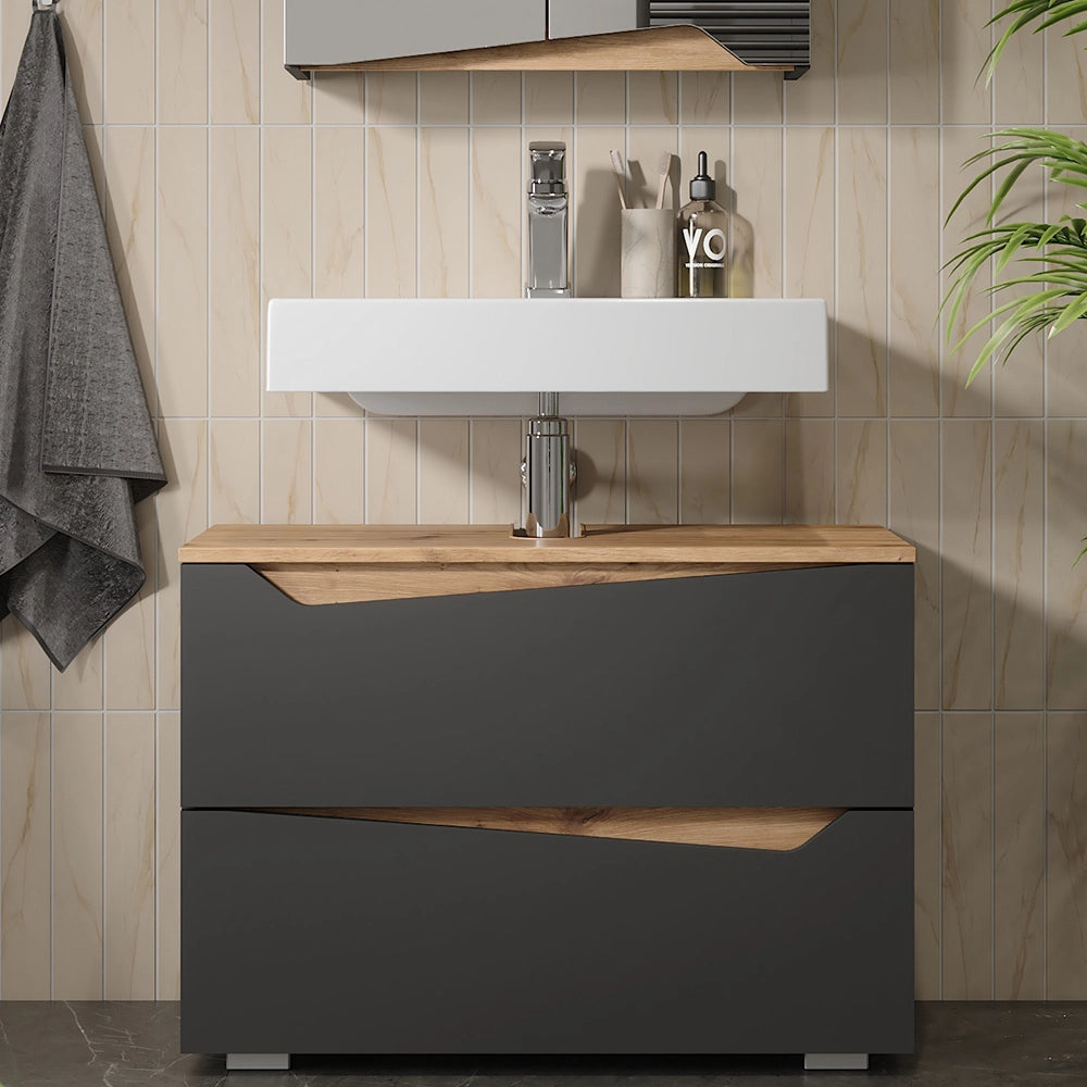 Vicco Mobile sottolavabo per bagno Antracite/Artisan 80 x 57.5 cm con 2 cassetti