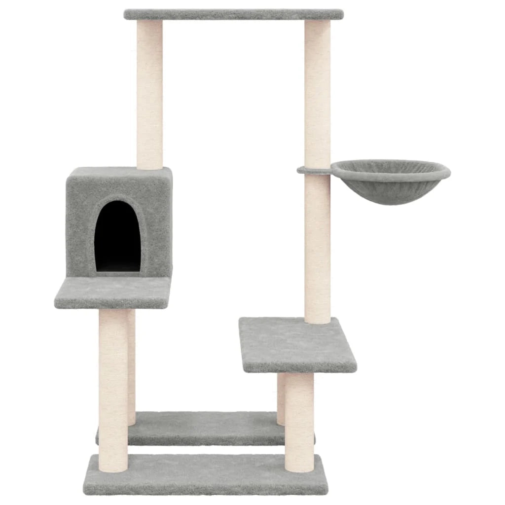 Tiragraffi per gatti torre per arrampicata giocattolo piattaforma per arrampicata con tiragraffi in sisal leggero 94,5 cm grigio 02_0022629
