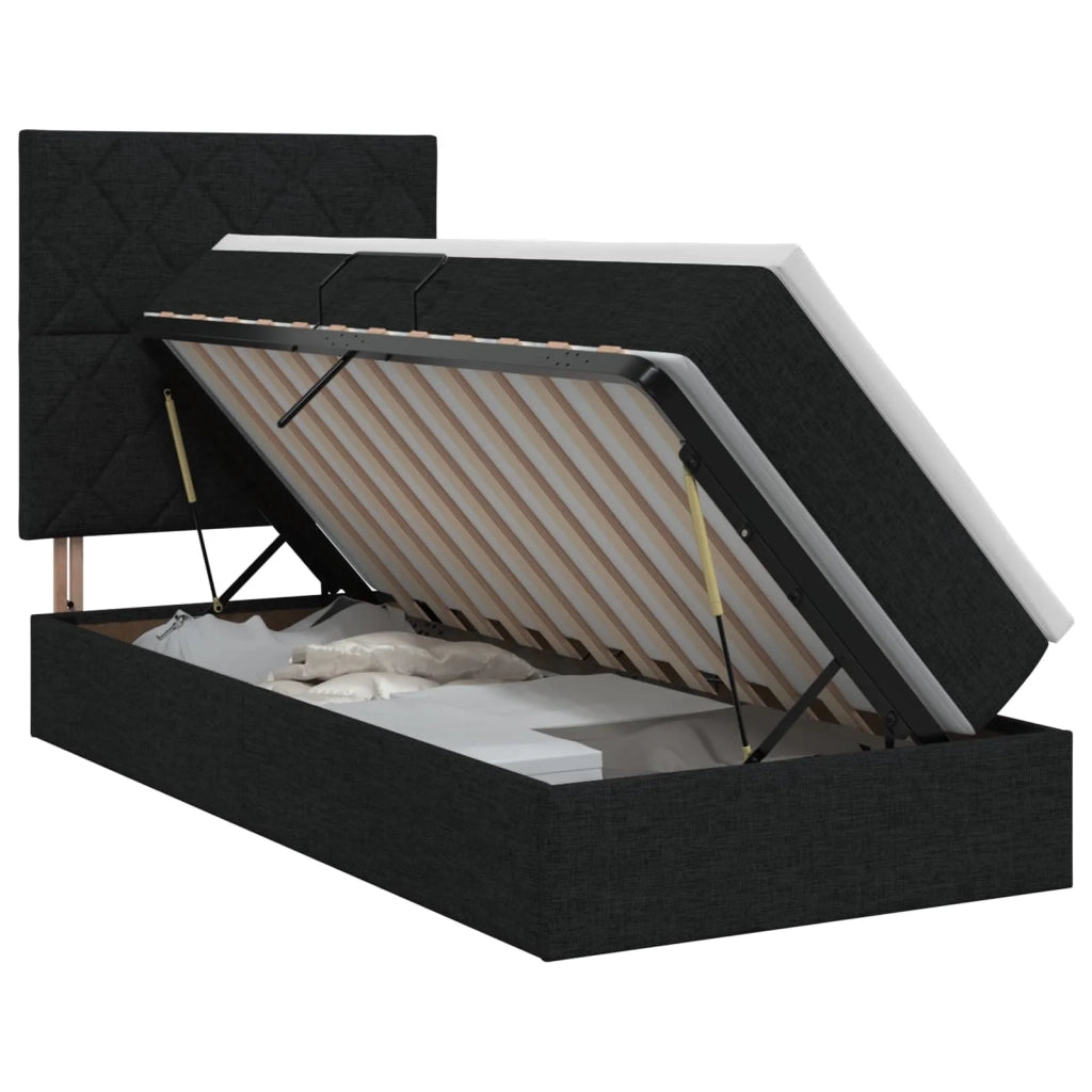 Letto con contenitore e materasso Nero 90 x 200 cm Tessuto 3459542