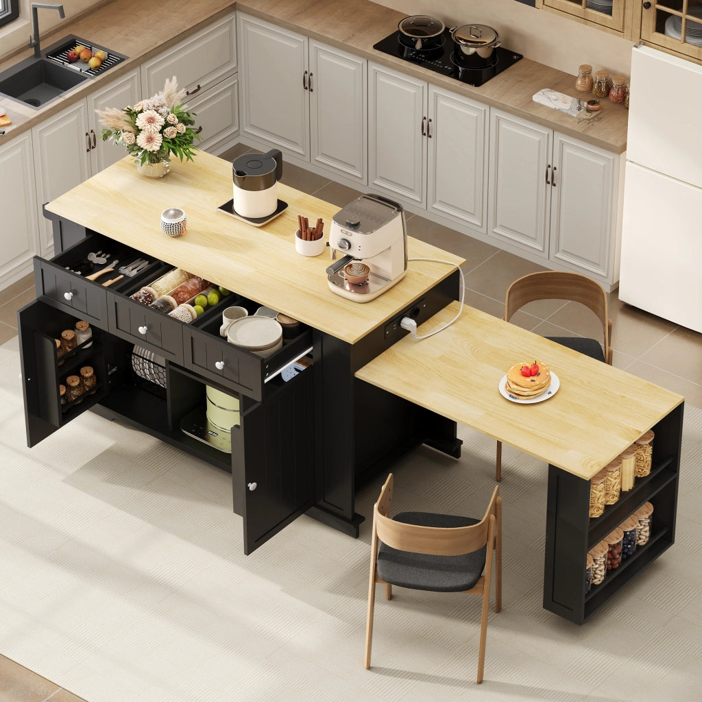 Carrello da cucina con 2 ante; 2 cassetti; ripiani regolabili; prese e porte USB per cucina e sala da pranzo