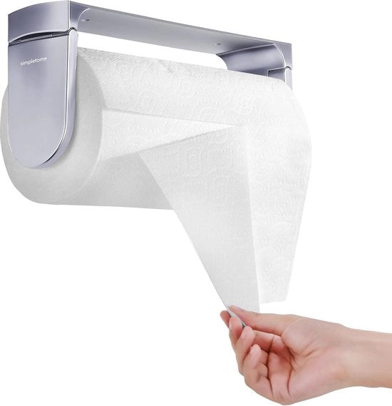 Sostegno per rotoli di carta da cucina da un lato sotto il mobile adesivo per rotoli di carta da cucina e pellicola per conservazione (argento)