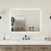 Specchio bagno Rettangolare 80x60cm Retroilluminato Con Led, 3 Luci, Design Moderno