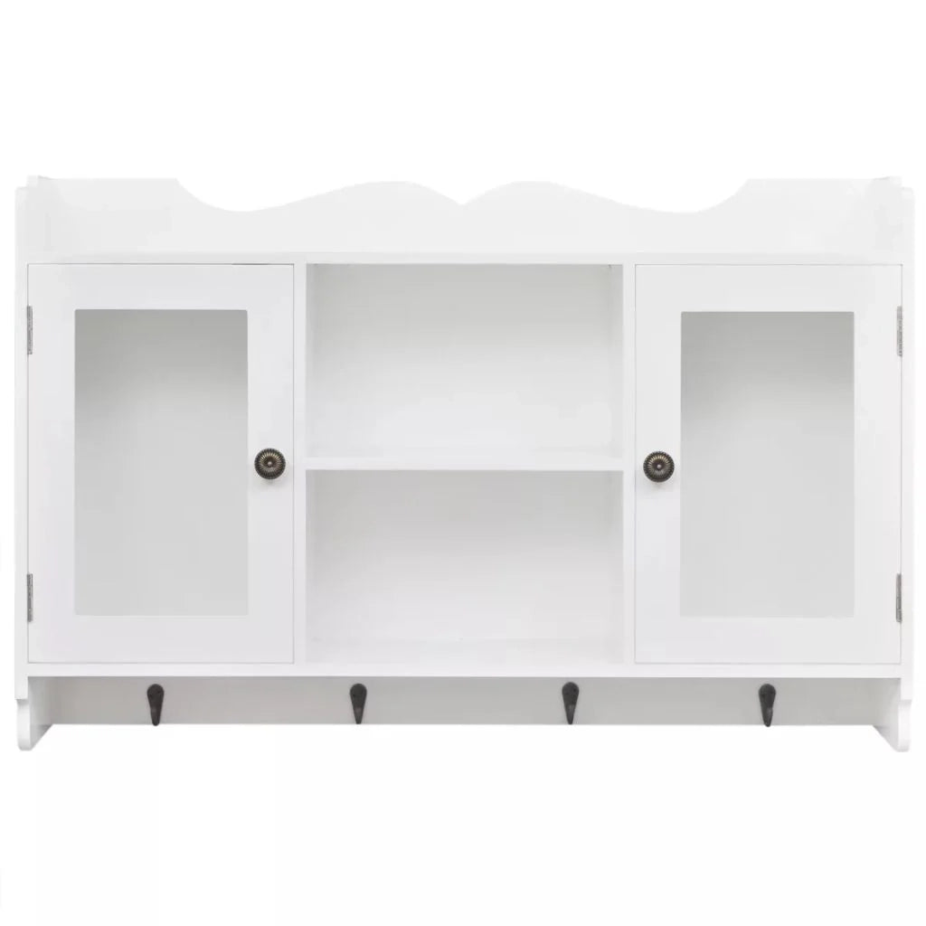 Vetrina/mobiletto da parete con ripiano per libri/DVD/vetro in MDF bianco 2702115/2