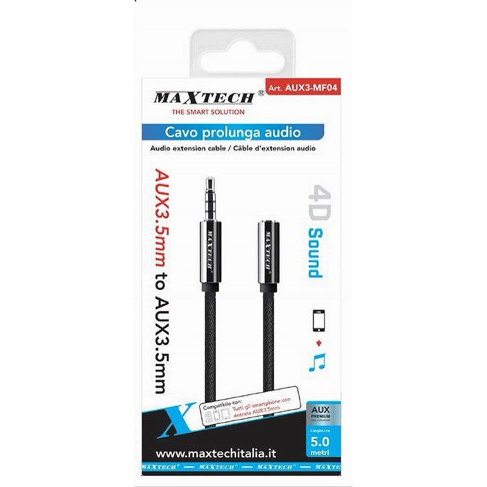 Trade Shop - Cavo Audio Jack Aux 3,5mm Da Maschio A Femmina Am / Af Da 5mt Prolunga Aux3-mf04 -