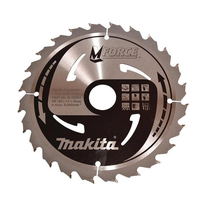 Makita B-32041 M-FORCE Lama per Sega Circolare 190 mm 30 mm 24 denti 1,2 mm HM per Legno