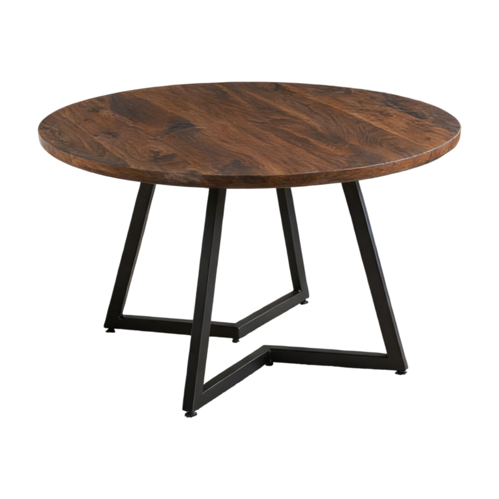 Tavolo da pranzo in MDF e metallo effetto noce per sala da pranzo e cucina, design essenziale