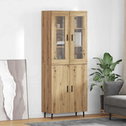 Credenza 2 pcs Rovere artigianale Legno Stratificato e Vetro