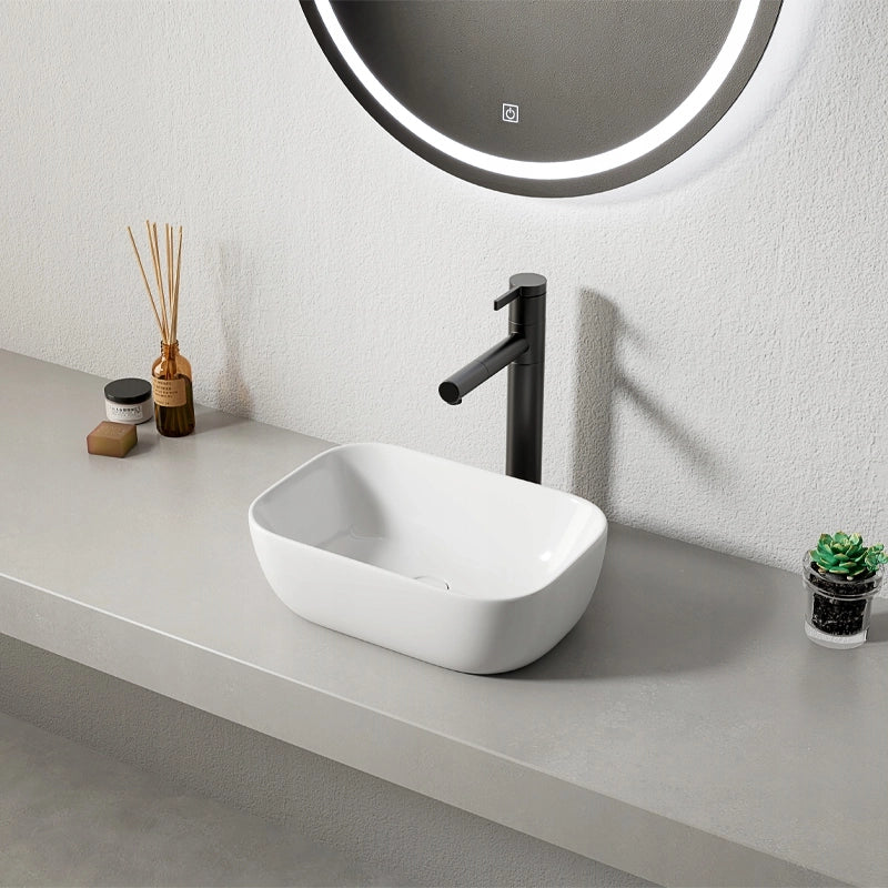 LAVABO DA APPOGGIO IN CERAMICA BIANCO OVALIZZATO LUCIDO 37 x 25,5 CM