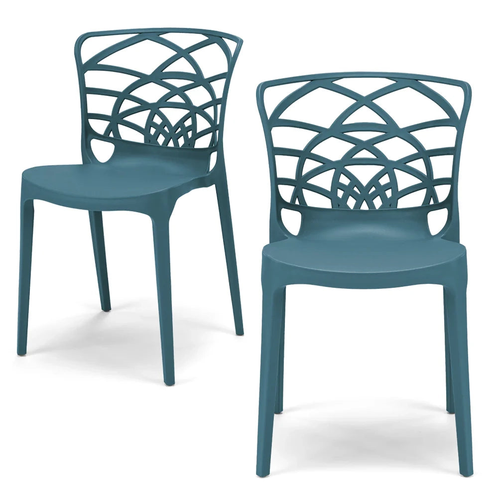 Set 2 sedie in polipropilene ARMONIA, impilabile, resistente ai raggi UV, design moderno, ideale per sala da pranzo, cucina, sala d’attesa, bar, ristoranti o giardino, colore Avio