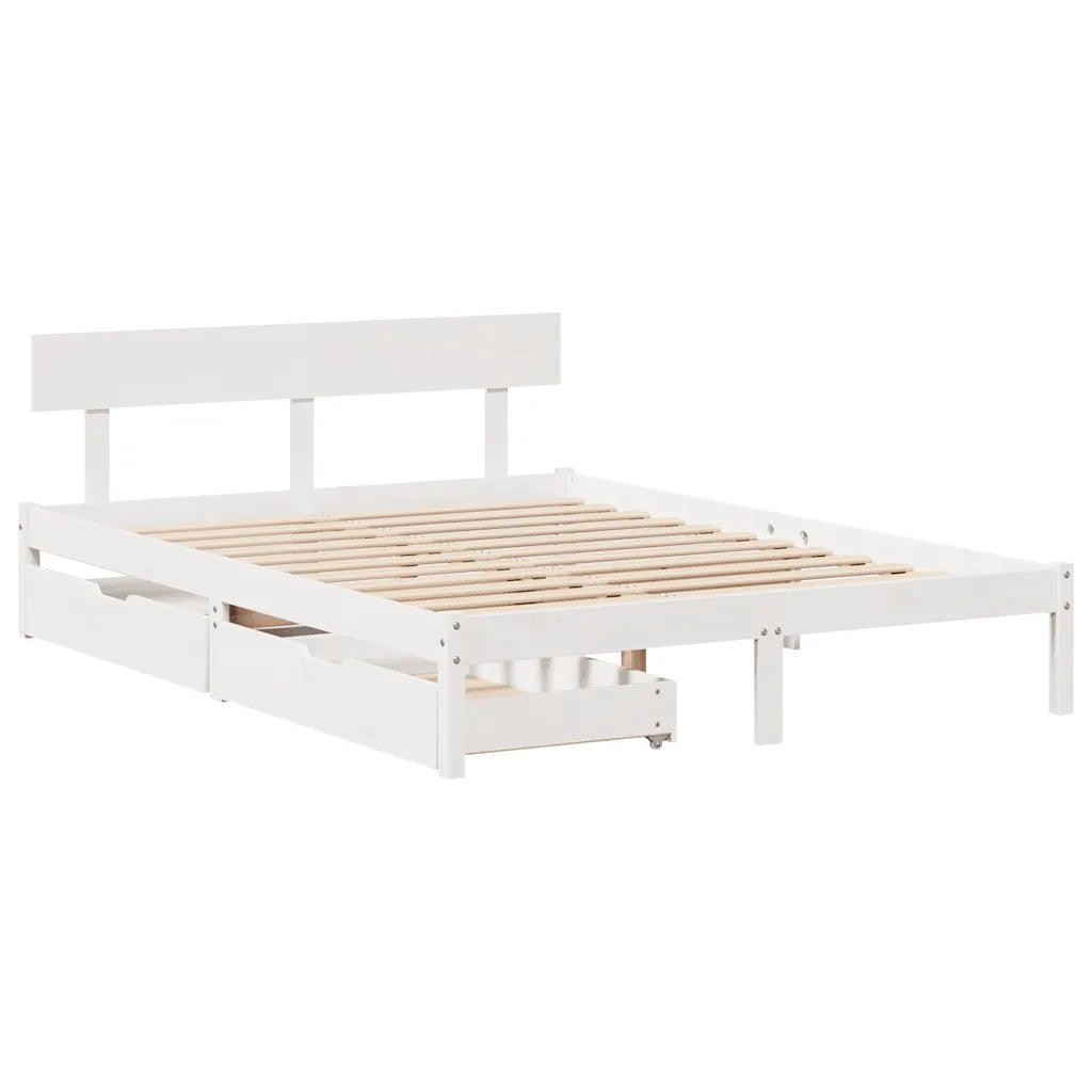 Letto senza Materasso-Struttura Letto Bianco 120x190 cm Legno Massello di Pino 949967