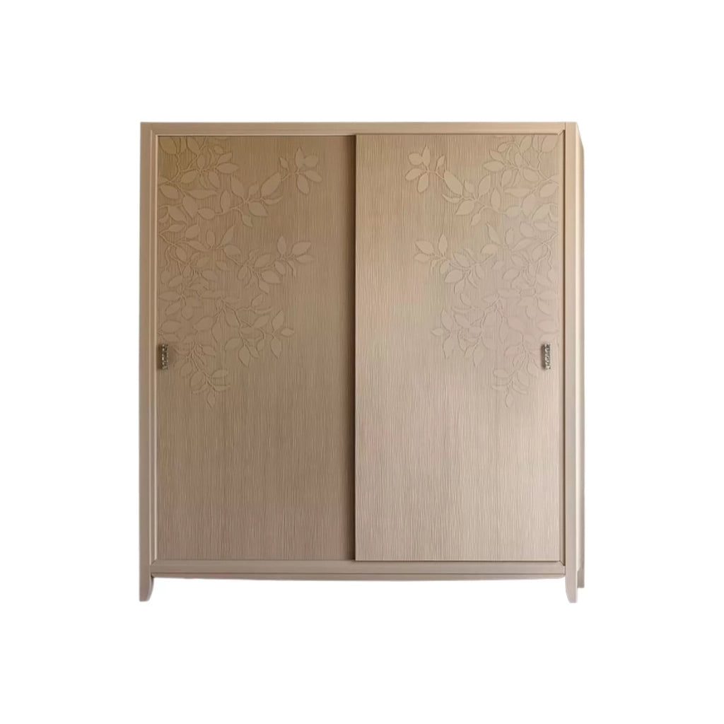 Armadio 2 ante scorrevoli in legno con decoro foglia naturale l.200 p.64 h.220 - Mobili 2G