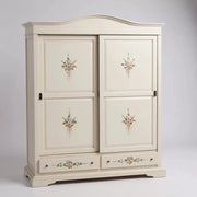 Armadio 2 ante scorrevoli legno shabby avorio decori 180x67x225 - Mobili 2G