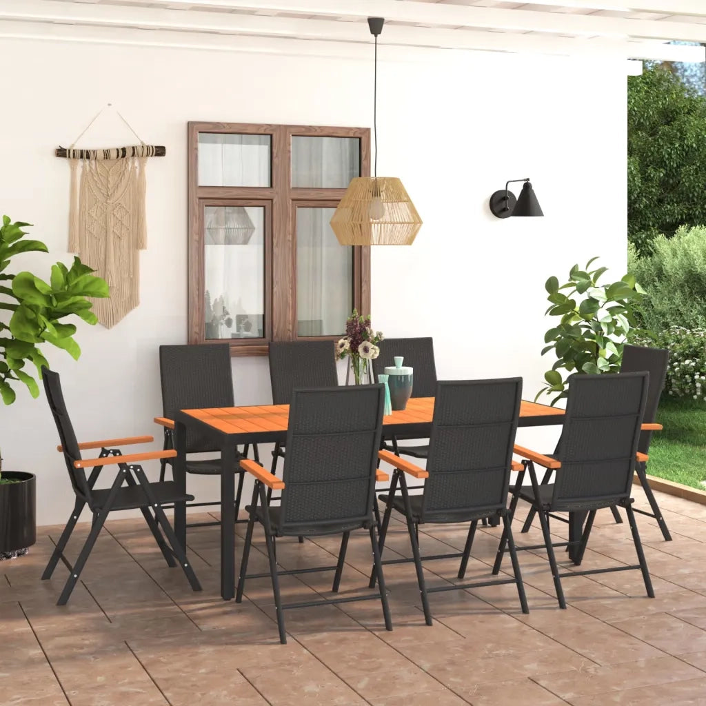 Set da Pranzo da Giardino 9 pz Nero e Marronecod mxl 96467