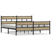 Letto matrimoniale | Letto per adulti | Giroletto senza Materaso in Metallo Rovere Sonoma 200x200 cm