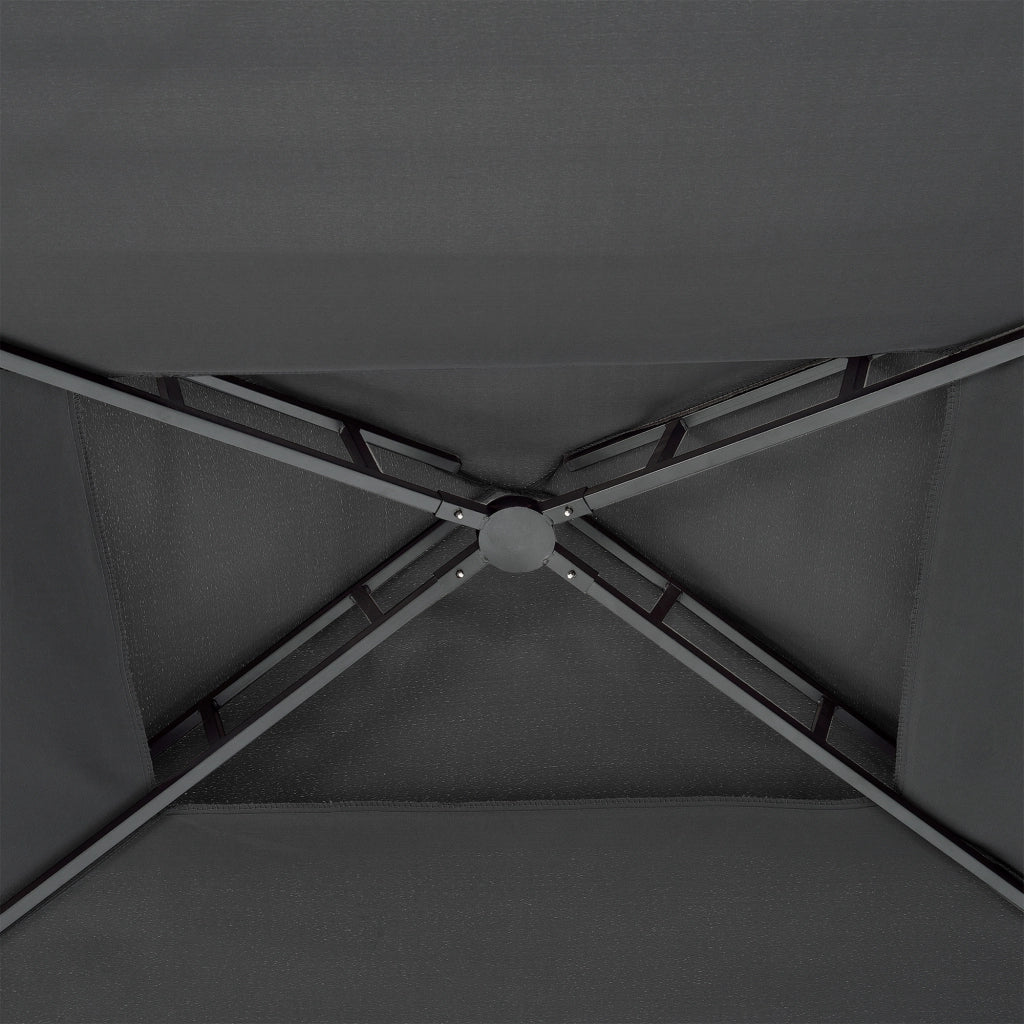 Gazebo per Barbecue Parga con Tetto Doppio e 2 Ripiani 250x241x151 cm - Grigio Scuro [en.casa]