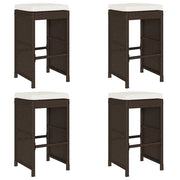Sgabelli Bar da Giardino con Cuscini 4 pz Marroni in Polyrattan CFW5628243